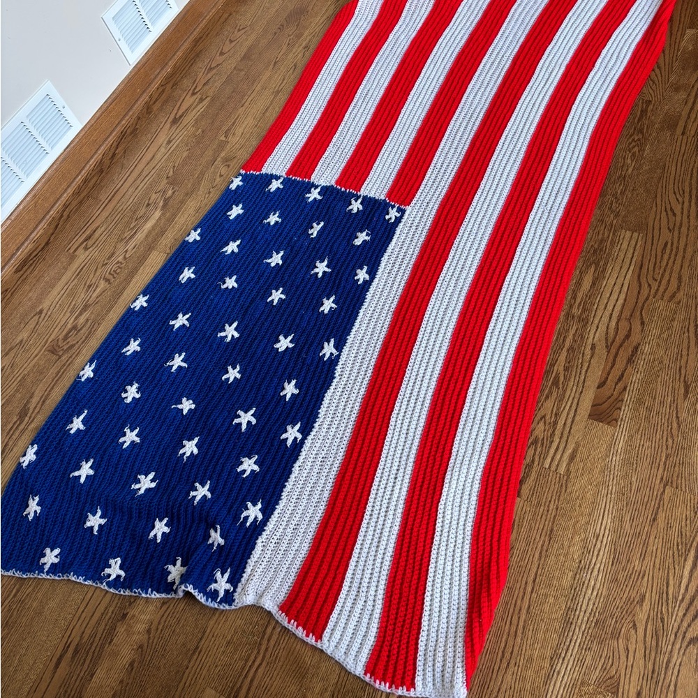 Hand Crochet American Flag Blanket Large